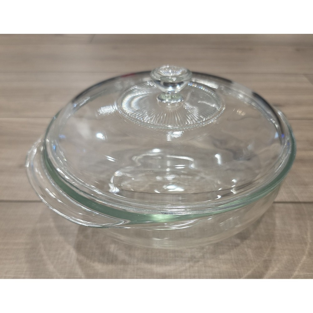 Vintage Pyrex 024 Clear Bowl 2 Qt. Round Casserole-Mixing Bowl-with 624C Lid